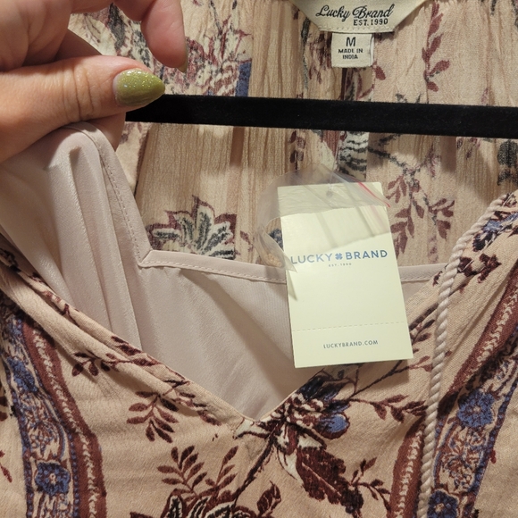 NWT Lucky Brand - Long Sleeve Pink Floral Dress with Slip - Picture 5 of 9